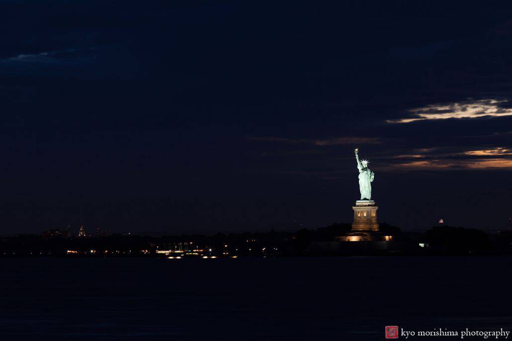 Statue of Liberty at night, as seen from Liberty Warehouse wedding