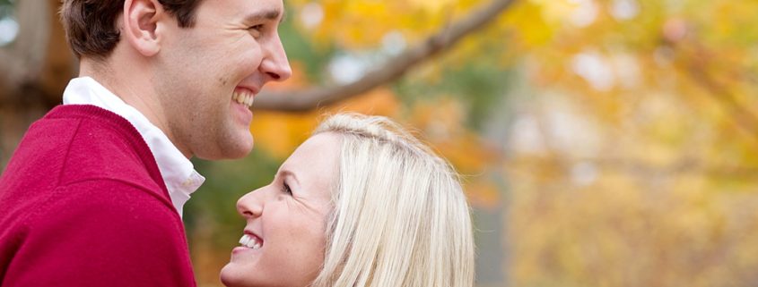 Candid and relaxed Princeton engagement photo in the fall