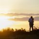 Old Lyme Connecticut engagement photo at the beach with the setting sun