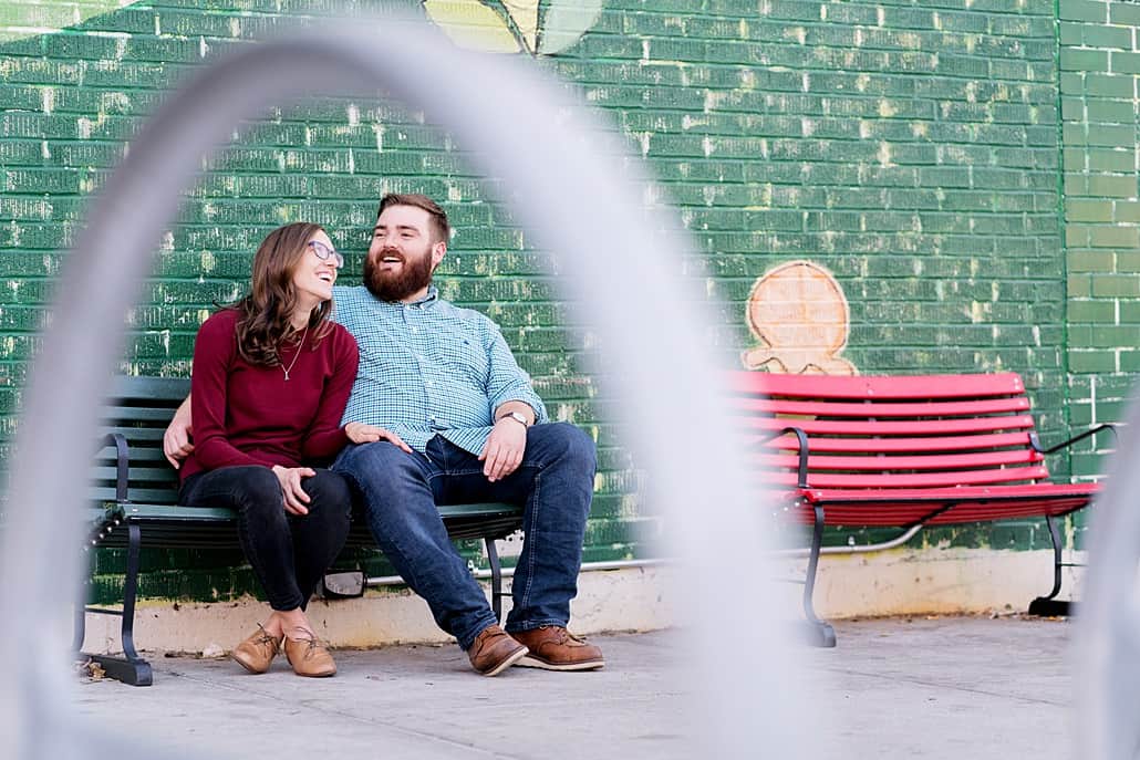 Brooklyn engagement photo - couple sitting on park bench and chatting family couple kids child children dog pets portrait, NYC, Brooklyn, DE, Philadelphia, Philly, personal branding photography