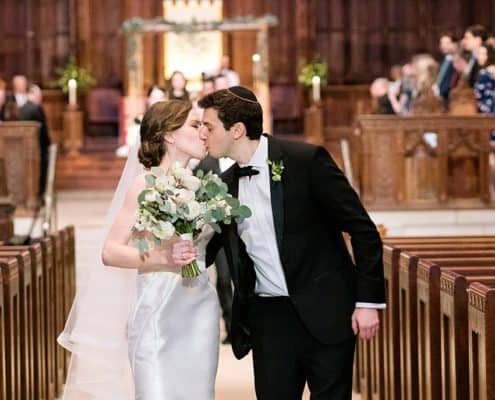 kiss wedding ceremony Princeton University Chapel New Jersey Wedding by Kyo Morishima Photography