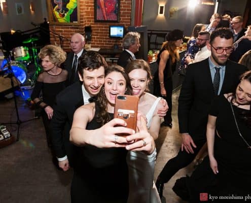 Selfie with bride and groom Triumph brewery wedding steps cylo bride and groom silo nj princeton unique foodie gormet kiss reception venue first dance