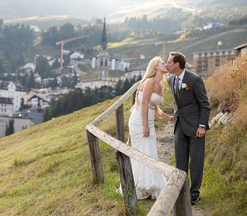 NYC area destination wedding photographer: happy couple in the Swiss Alps