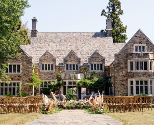 Manor House Wedding decor set up princeton nj adams rental table decore flower plated chaires table reception outside fountain court yard outdoor ceremony flowers