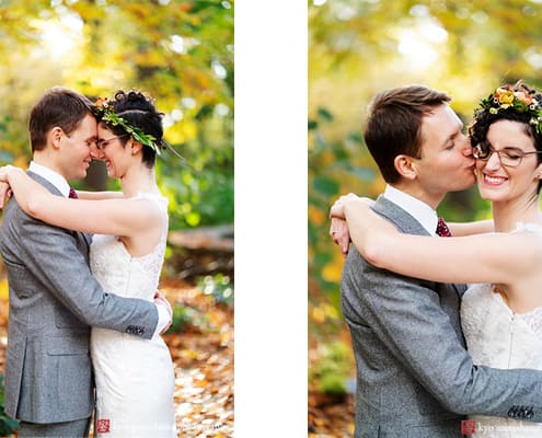 outdoor portraits bride groom Constellation Greater Good Events Molly Oliver flowers NYBG Native Plant Garden Stone Mill outdoor woods nature New York Botanical Garden fall foliage autumn wedding Kyo Morishima photography photographer