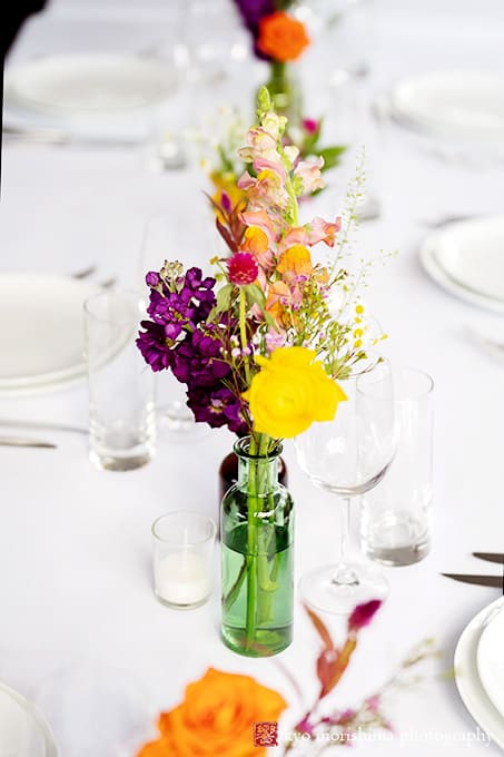 table setting decor flowers Roberta’s Pizza Florals restaurant Williamsburg, Brooklyn NYC wedding