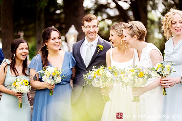 The Manor House Prophecy Creek PA wedding brides getting with bridal party