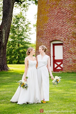 The Manor House Prophecy Creek PA wedding brides portrait smile at each other