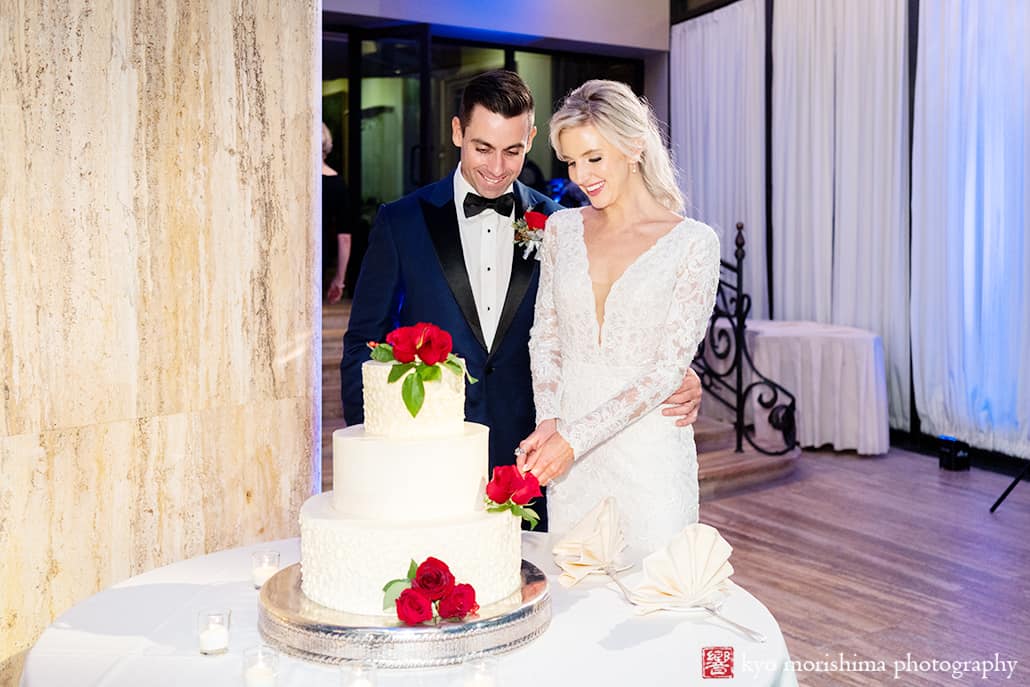 Jasna Polana princeton nj winter bride cake cut wedding reception