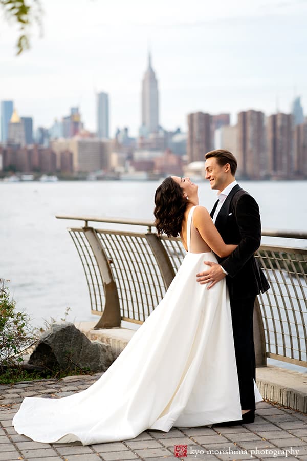 Wythe Hotel wedding brooklyn NYC Williamsburg bride and groom portrrait laugh