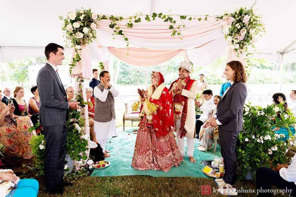 bride and groom at Manor House Princeton NJ Hindu wedding ceremony