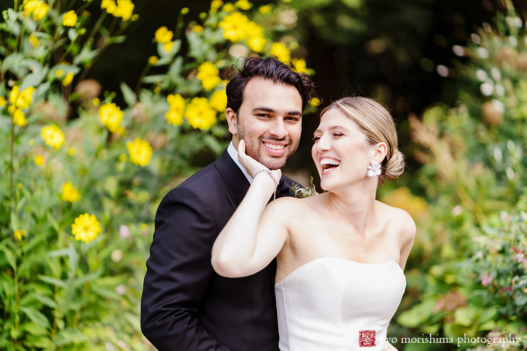 Bride and Groom newlyweds outdoor portrait at wedding at Princeton Prospect House & Garden NJ