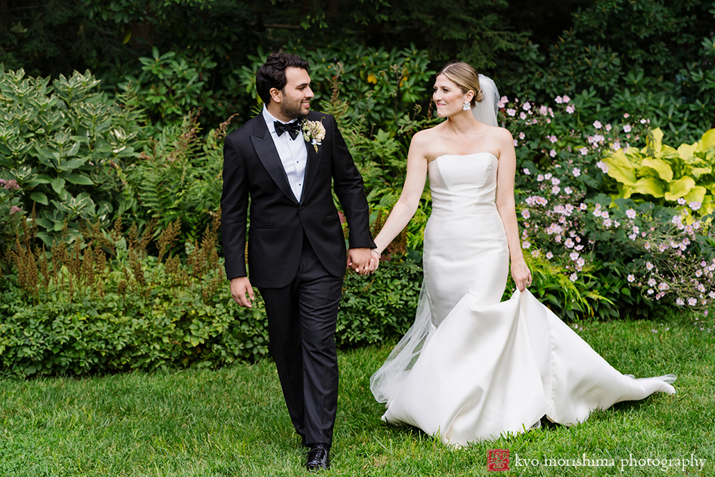 Bride and Groom newlyweds wedding outdoor portrait at wedding at Princeton Prospect House & Garden NJ