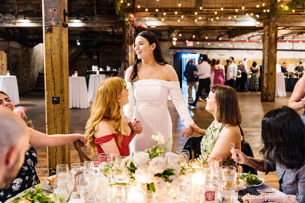 rustic, spring, wedding, Brooklyn, Greenpoint Loft, Kyo Morishima Photography, NYC, ceremony bride and groom newlyweds fall spring autumn bride reception table fun laughing