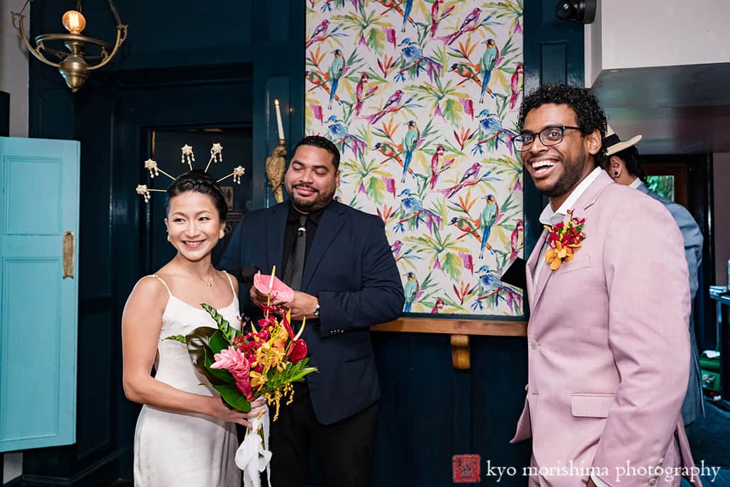 multiracial couple Brooklyn NYC wedding, Midnights Bar venue ceremony