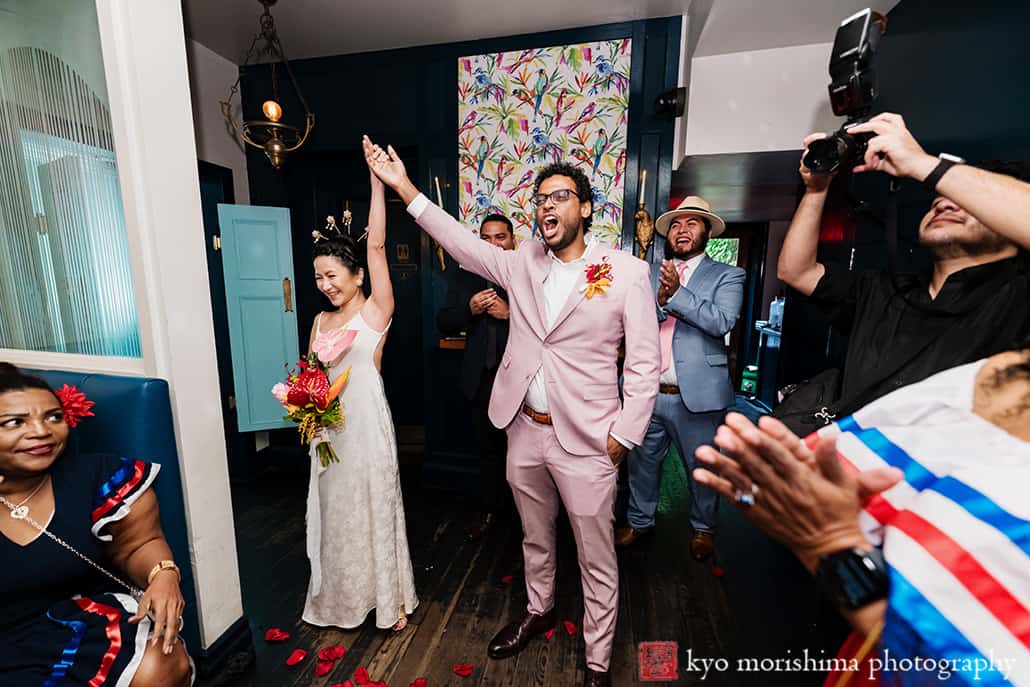 multiracial couple Brooklyn NYC wedding, Midnights Bar venue ceremony