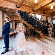 Fall Rock Island Lake Club NJ rainy day wedding first look being silly laughing