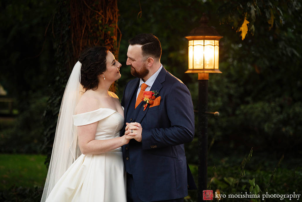 Fall The Inn at Fernbrook Farm Chesterfield NJ Wedding bride and groom outdoor dusk portrait picture