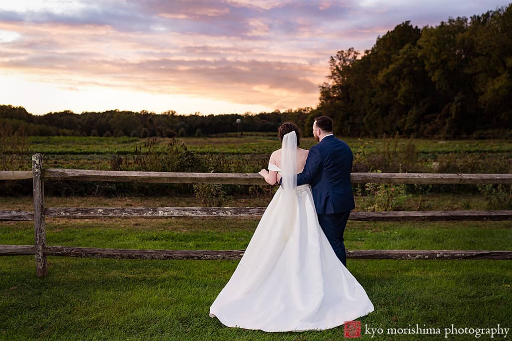 Fall The Inn at Fernbrook Farm Chesterfield NJ Wedding bride and groom outdoor sunset portrait picture