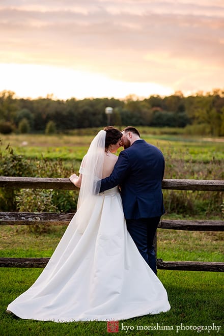 Fall The Inn at Fernbrook Farm Chesterfield NJ Wedding bride and groom outdoor sunset portrait picture