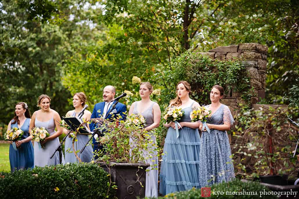 Fall The Inn at Fernbrook Farm Chesterfield NJ Wedding ceremony bridesmaids sing sing acapella