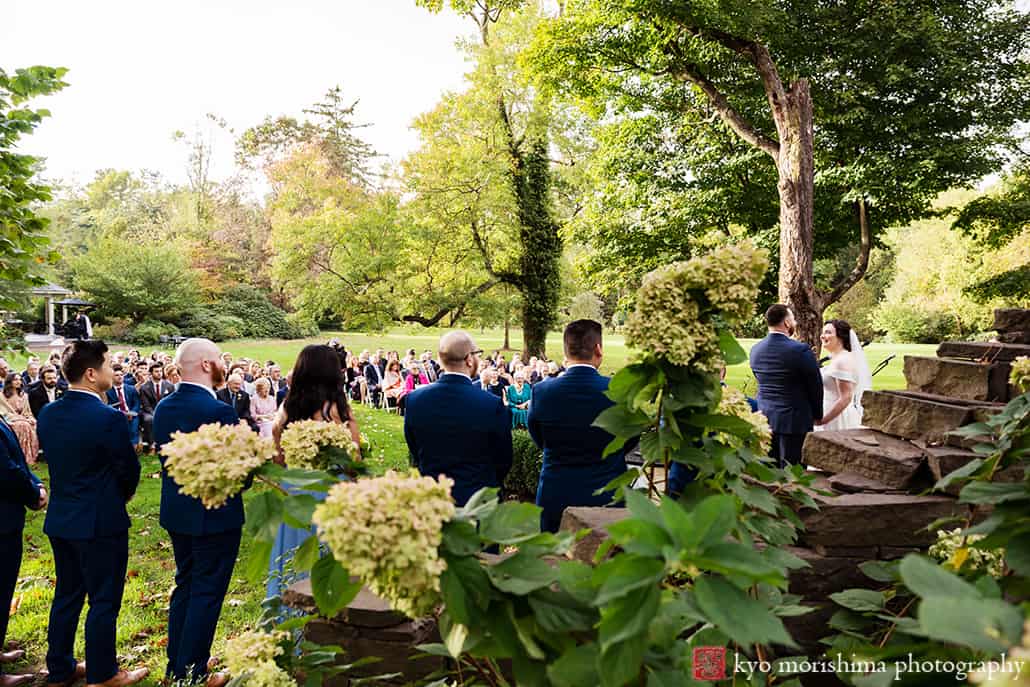Fall The Inn at Fernbrook Farm Chesterfield NJ Wedding ceremony bride and groom looking at each other