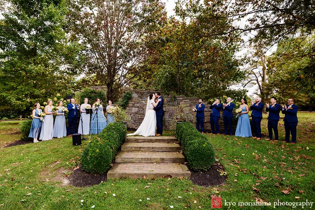 Fall The Inn at Fernbrook Farm Chesterfield NJ Wedding ceremony bride and groom kiss