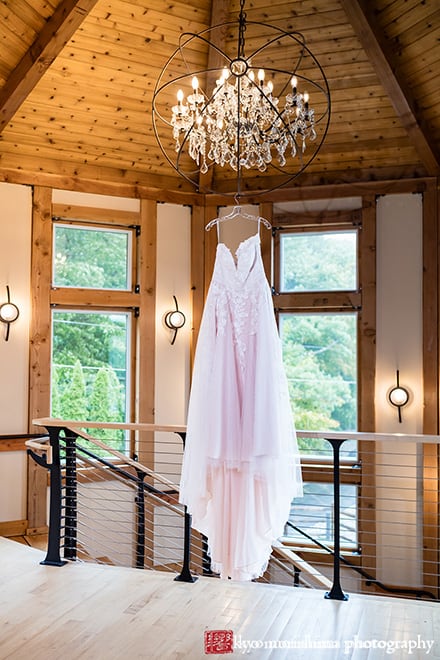 Fall Rock Island Lake Club NJ wedding getting ready bride dress detail shot