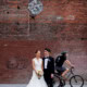 Japanese bride and groom getting married at the River Cafe street portrait Dumbo Brooklyn NYC. ダンボ ブルックリン橋 リバーカフェの 結婚式 ニューヨーク ウェディング ポートレート