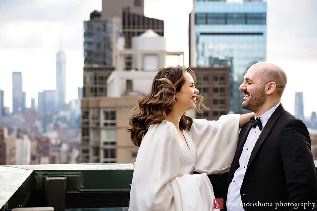 bride getting ready fist look groom empire state building at Hyatt House New York/Chelsea Manhattan NYC wedding