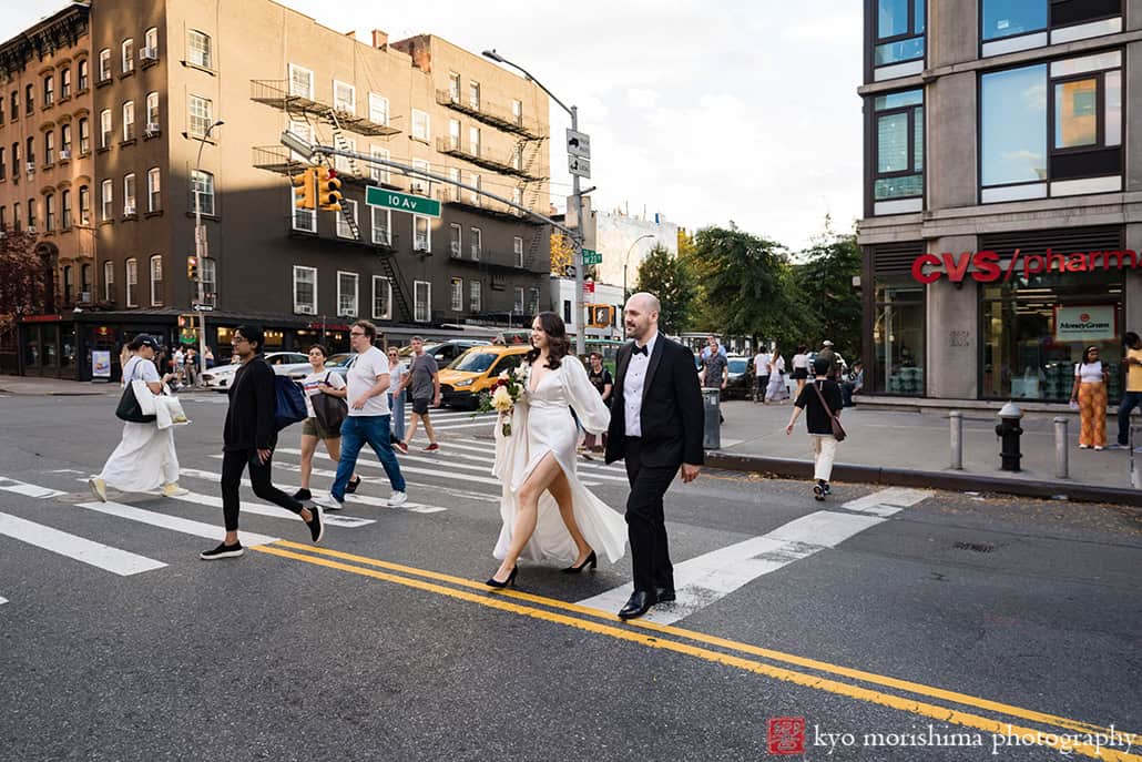 bride and groom outdoor street portrait wedding highline Chelsea Manhattan NYC