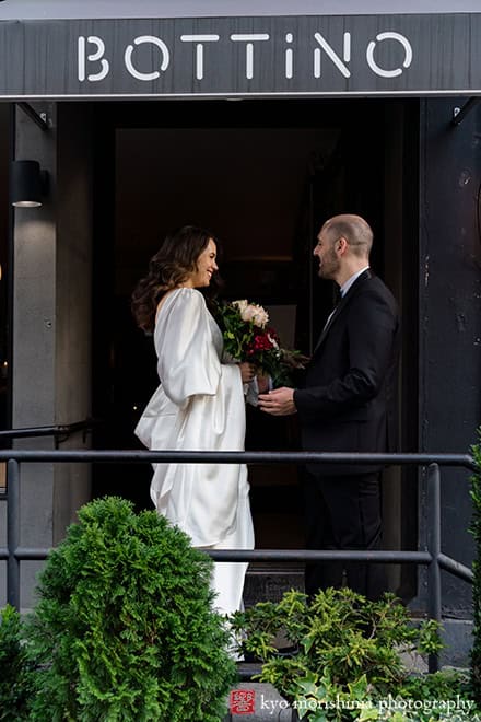 bride and groom outdoor street portrait wedding Bottino restaurant Chelsea Manhattan NYC