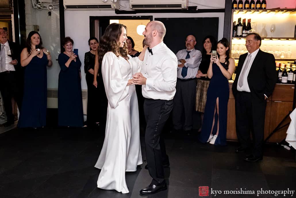 reception bride and groom first dance Bottino backyard restaurant wedding Chelsea Manhattan NYC