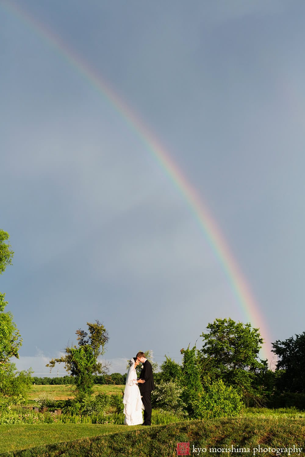 Mercer Oaks golf country club Catering, Princeton NJ spring wedding rainbow bride and groom outdoor portrait