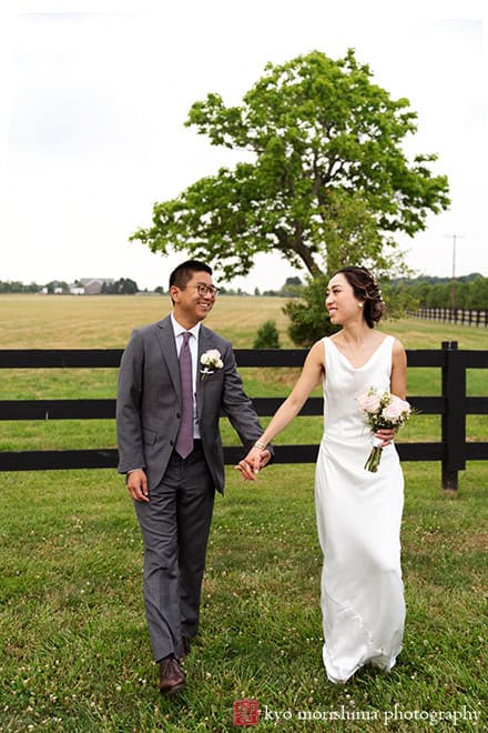 Spring, Princeton, NJ, wedding, St. Charles, Skillman Park bride and groom portrait newlyweds, smile