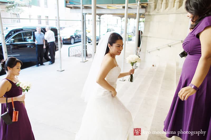 ceremony, church of the blessed sacrament, fall, new York, nyc, wedding, Kyo Morishima Photography, bride walks in