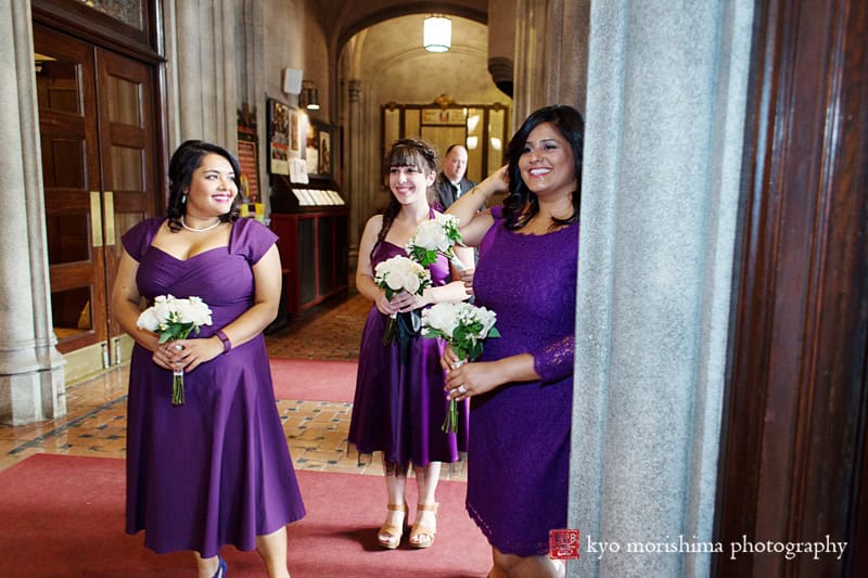 ceremony, church of the blessed sacrament, fall, new York, nyc, wedding, Kyo Morishima Photography, bride's mades