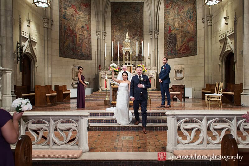 ceremony, church of the blessed sacrament, fall, new York, nyc, wedding, Kyo Morishima Photography, bride and groom