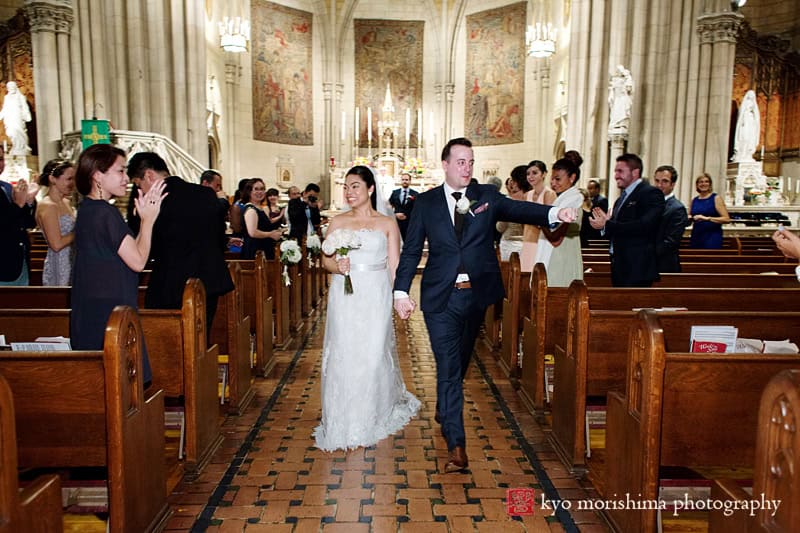 ceremony, church of the blessed sacrament, fall, new York, nyc, wedding, Kyo Morishima Photography, bride and groom, newlyweds