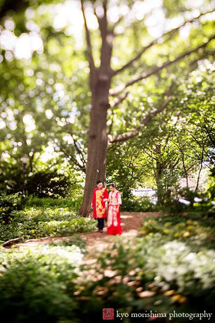 Multi cultural documentary wedding portrait bride and groom newlyweds at Queens Botanical Garden NYC fall wedding by Kyo Morishima Photogrpahy