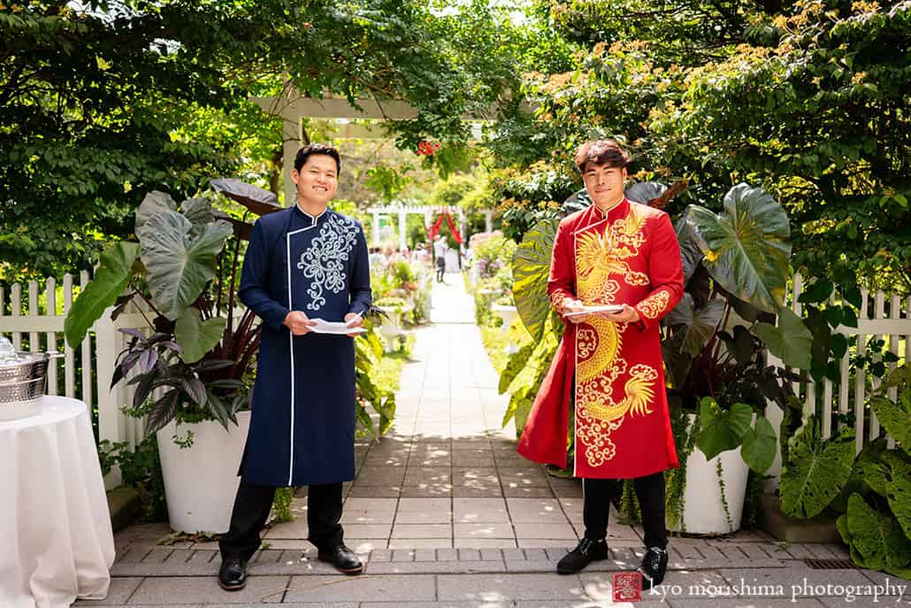 Wedding ceremony details set up at Queens Botanical Garden NYC fall wedding reception by Kyo Morishima Photogrpahy