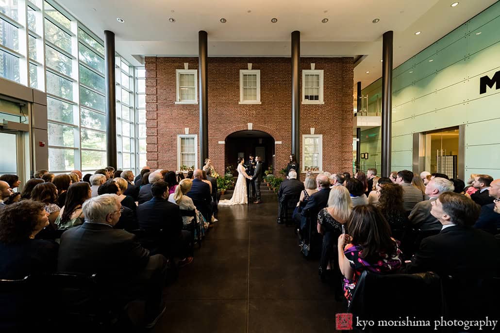 Spring Morris Museum Wedding Potted Plants Morristown NJ bride groom outdoor ceremony holding hands