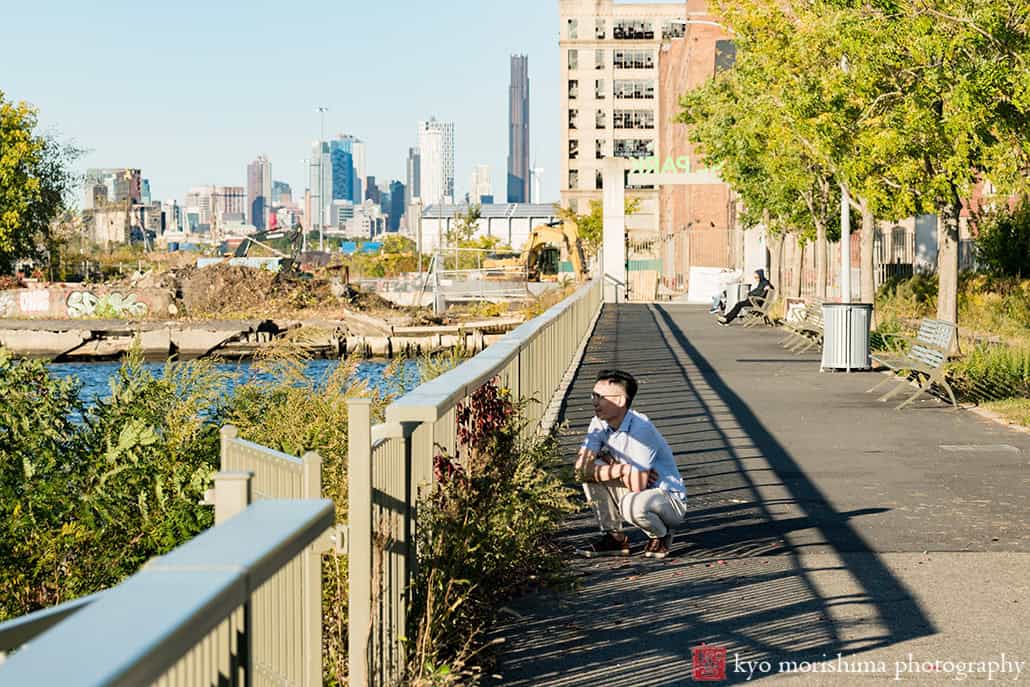 Scavenger Hunt proposal engagement couple portrait Bush Terminal Piers Park Brooklyn NYC