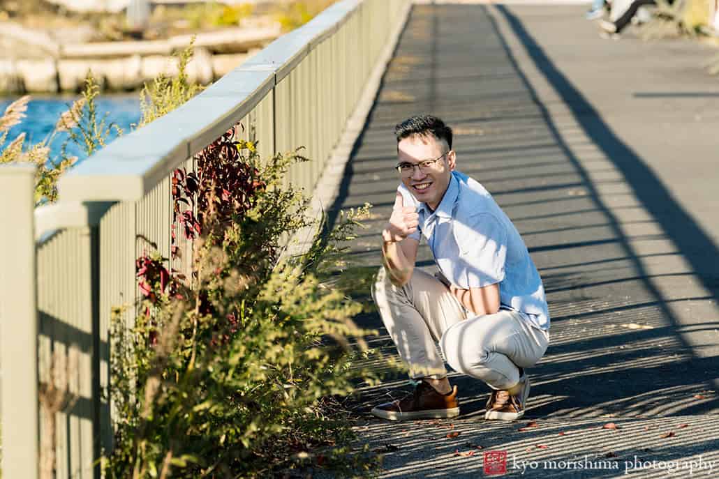 Scavenger Hunt proposal engagement couple portrait Bush Terminal Piers Park Brooklyn NYC