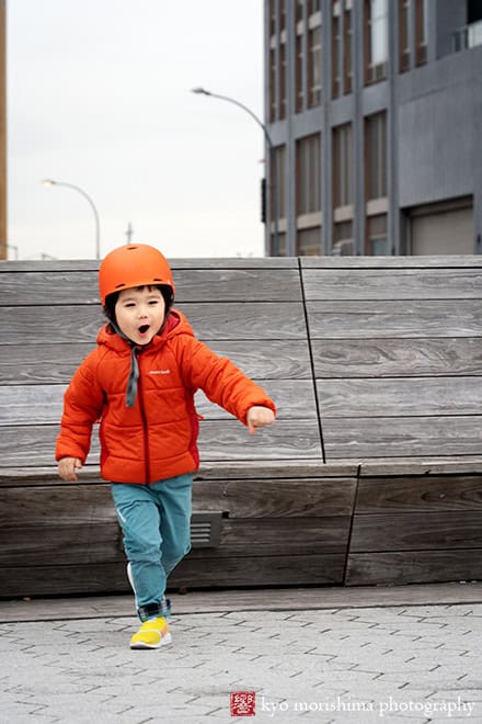 Cherry blossom Hunter's Point South Park Long Island city NYC Spring boy Brooklyn family portrait son Manhattan Brooklyn Empire State Building scooter skateboarding　ニューヨーク　家族　写真　ポートレート　アメリカ　桜