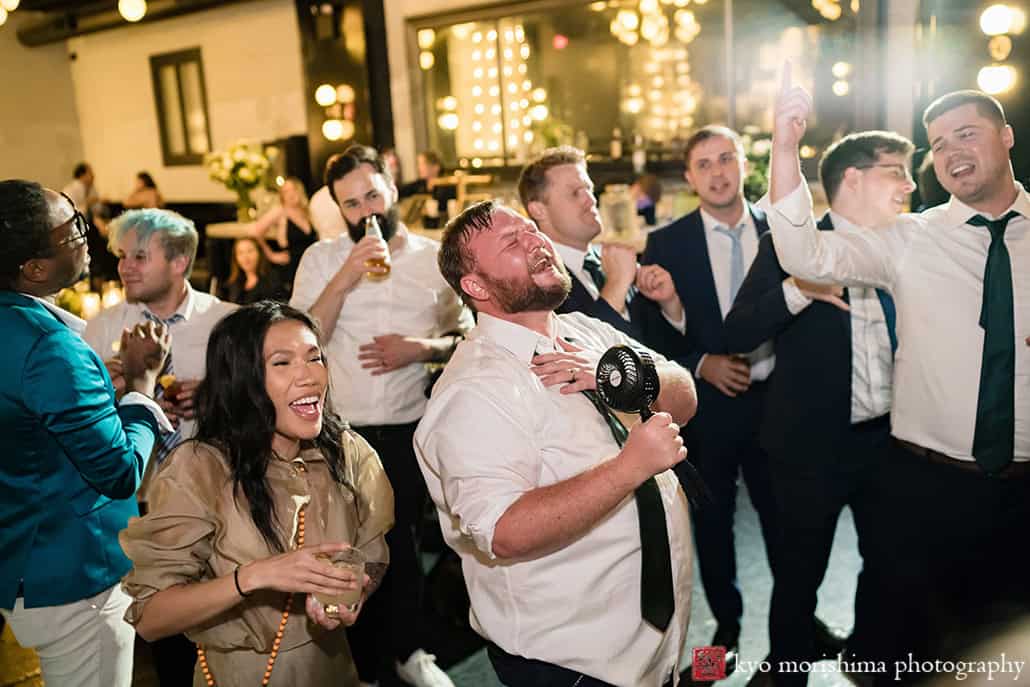 501 Union Brooklyn NYC wedding wedding reception groom friends sing out loud