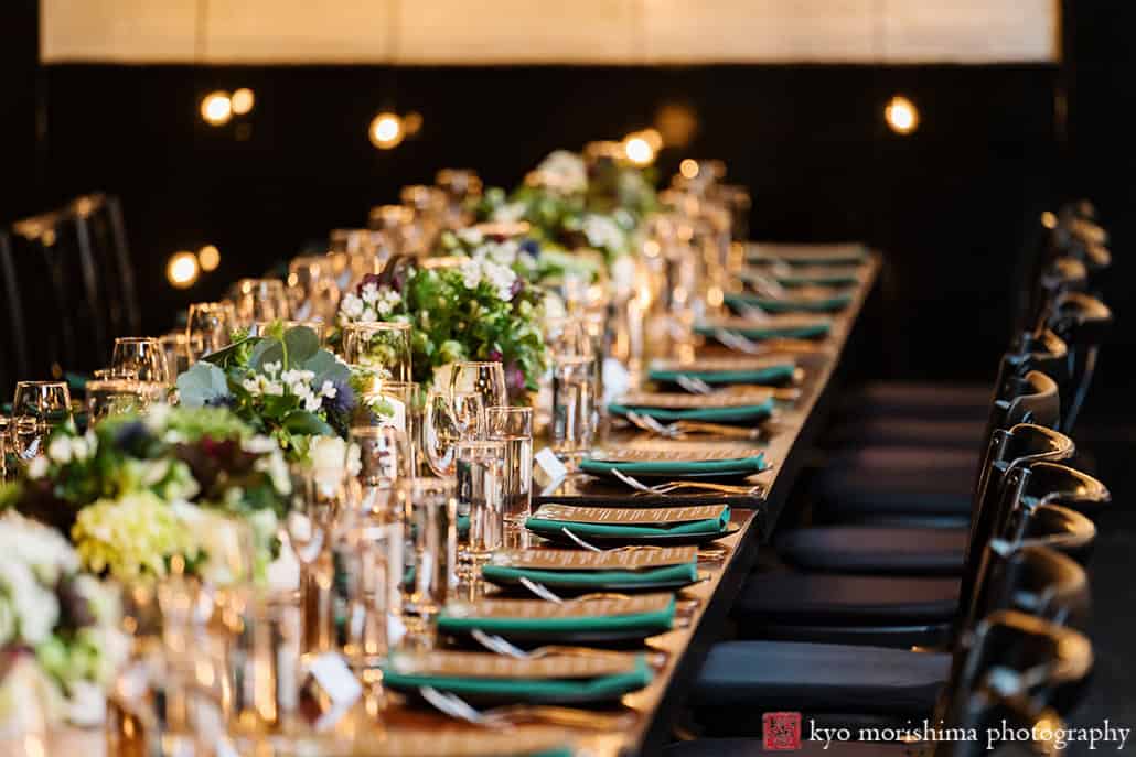 501 Union Brooklyn NYC wedding reception detail long table picture room shot