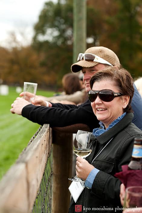 Corporate Event Far Hills Race Meeting NJ luncheon Guests Food Company Catering Looking at Horses Smiling 