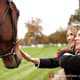 Corporate Event Far Hills Race Meeting NJ luncheon Guests Petting Horse