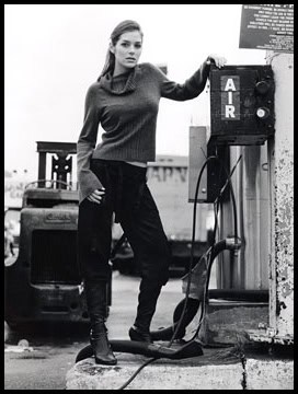 Gas Station Air Pump fashion editorial lookbook beauty lifestyle girl model street 645 medium film photography NYC New York City